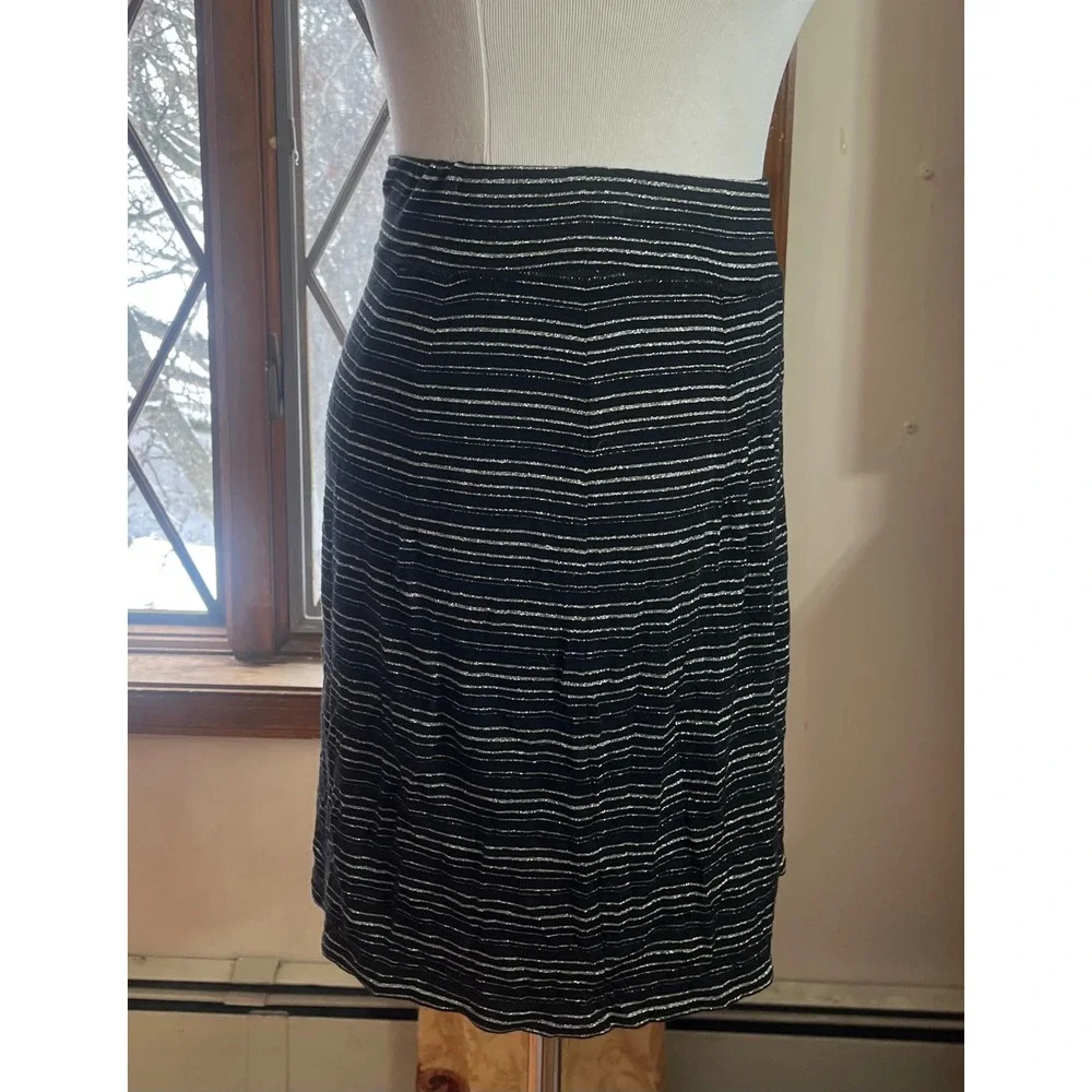 D&G Dolce & Gabbana Black Silver‎ Metallic Striped Pencil Skirt Italy Size 44 - Picture 3 of 9